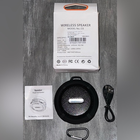 Wireless Speaker, Black, Great for Outdoor or Shower or Inside, Model:  C6 - Picture 7 of 12